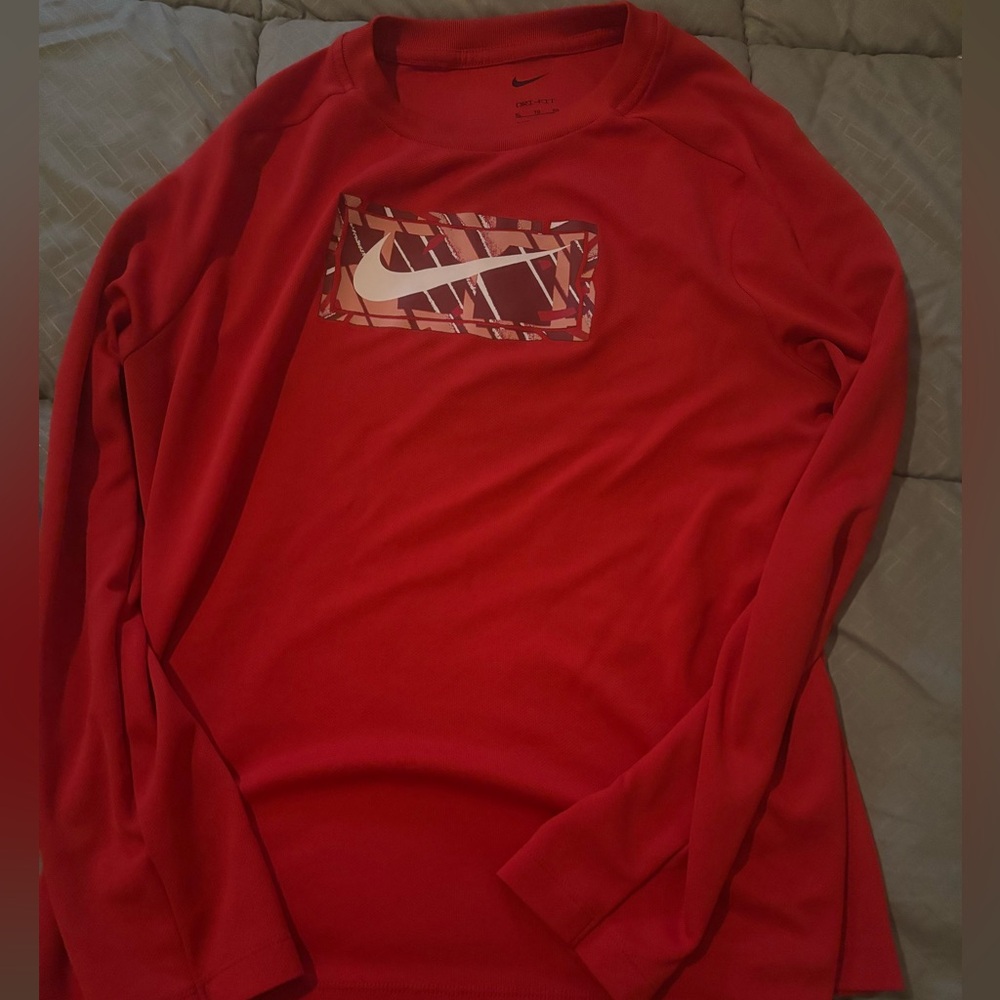 Nike Red Graphic Long Sleeve Top